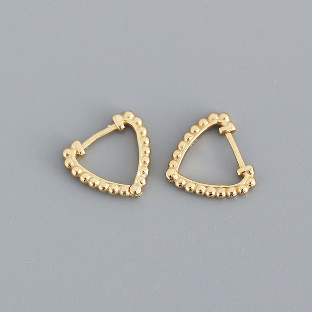 Anyco Earrings Gold Plated Minimalist Beads Triangle Ear Buckle For Women Girl Teen Fine Fashion Stylish Accessories Jewelry Gifts-Earrings-PEROZ Accessories
