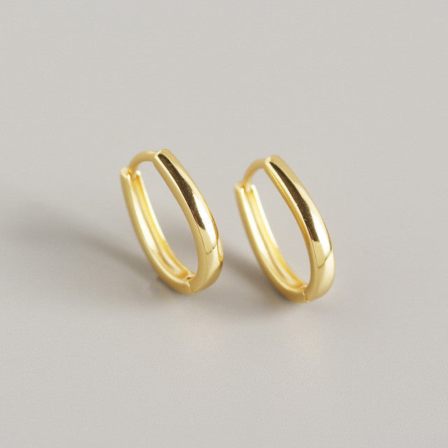 Anyco Earrings Gold Plated Bohemian Minimalist Geometric Thick Oval Hoop For Women Girl Teen Fashion Stylish Accessories Jewelry Gifts-Earrings-PEROZ Accessories