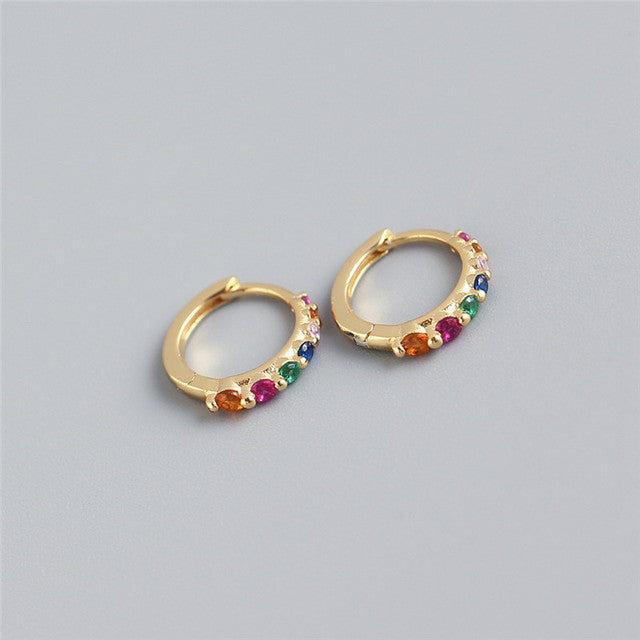 Anyco Earrings Gold Plated Luxury Colorful Zircon Ear Chic Princess For Women Girl Teen Chic Fashion Stylish Accessories Jewelry Gifts-Earrings-PEROZ Accessories