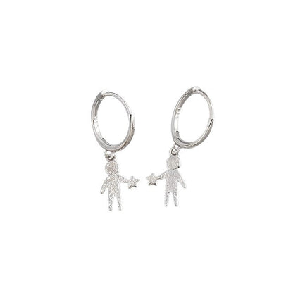 Anyco Earrings Sterling Silver Minimalist Creative New Statue Portrait Star Buckle For Women Girl Fashion Stylish Rock Accessories Jewelry Gifts-Earrings-PEROZ Accessories