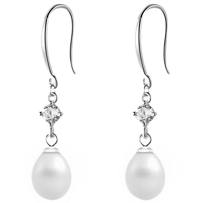 Anyco Fashion Earrings Silver 925 Sterling Elegant Natural Baroque Pearl Pendant Women Charming Jewelry-Earrings-PEROZ Accessories