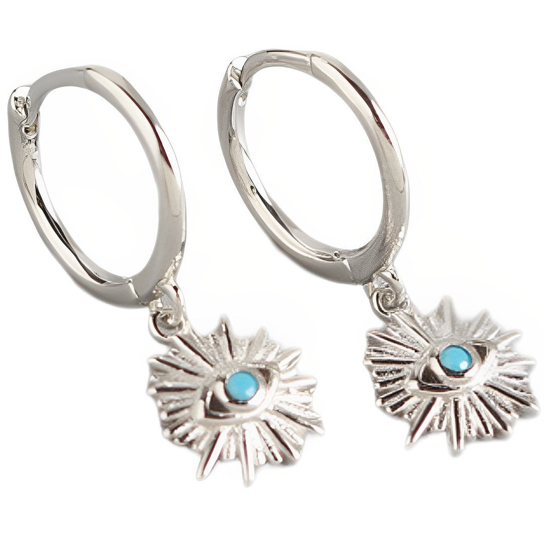 Anyco Earrings Sterling Silver Geometric Blue Zircon Cute Eye Stud For Women Girl Teen Perfect Elegant Fashion Stylish Accessories Jewelry Gifts-Earrings-PEROZ Accessories