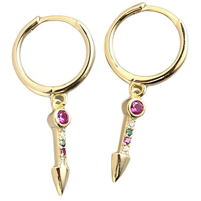Anyco Earrings Gold Plated Luxury Colorful Zircon Spike Ear Buckle For Women Girl Teen Chic Fashion Stylish Accessories Jewelry Gifts-Earrings-PEROZ Accessories