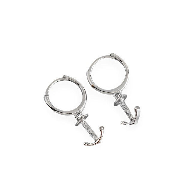 Anyco Earrings Sterling Silver Minimalist Punk Anchor Ear For Women Girl Teen Chic Fashion Stylish Accessories Jewelry Gifts-Earrings-PEROZ Accessories