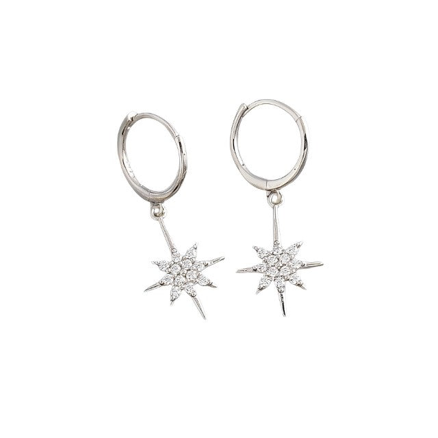 Anyco Earrings Sterling Silver Luxury Crystal Zircon Shining Light Star Stud For Women Girl Teen Chic Fashion Stylish Accessories Jewelry Gifts-Earrings-PEROZ Accessories