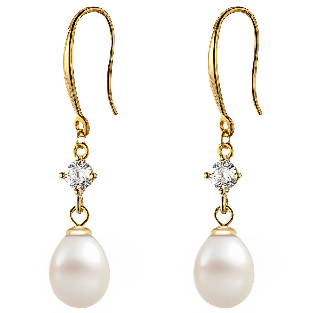 Anyco Fashion Earrings Gold 925 Sterling Silver Elegant Natural Baroque Pearl Pendant Women Charming Jewelry-Earrings-PEROZ Accessories