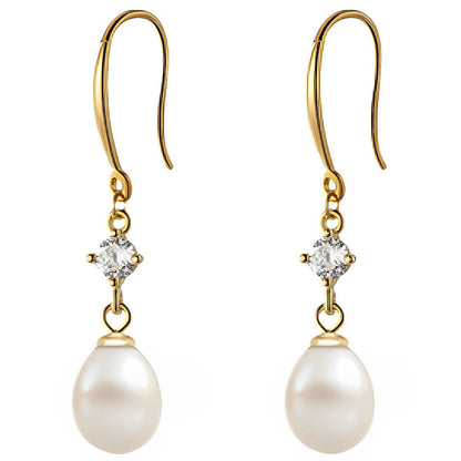 Anyco Fashion Earrings Gold 925 Sterling Silver Elegant Natural Baroque Pearl Pendant Women Charming Jewelry-Earrings-PEROZ Accessories