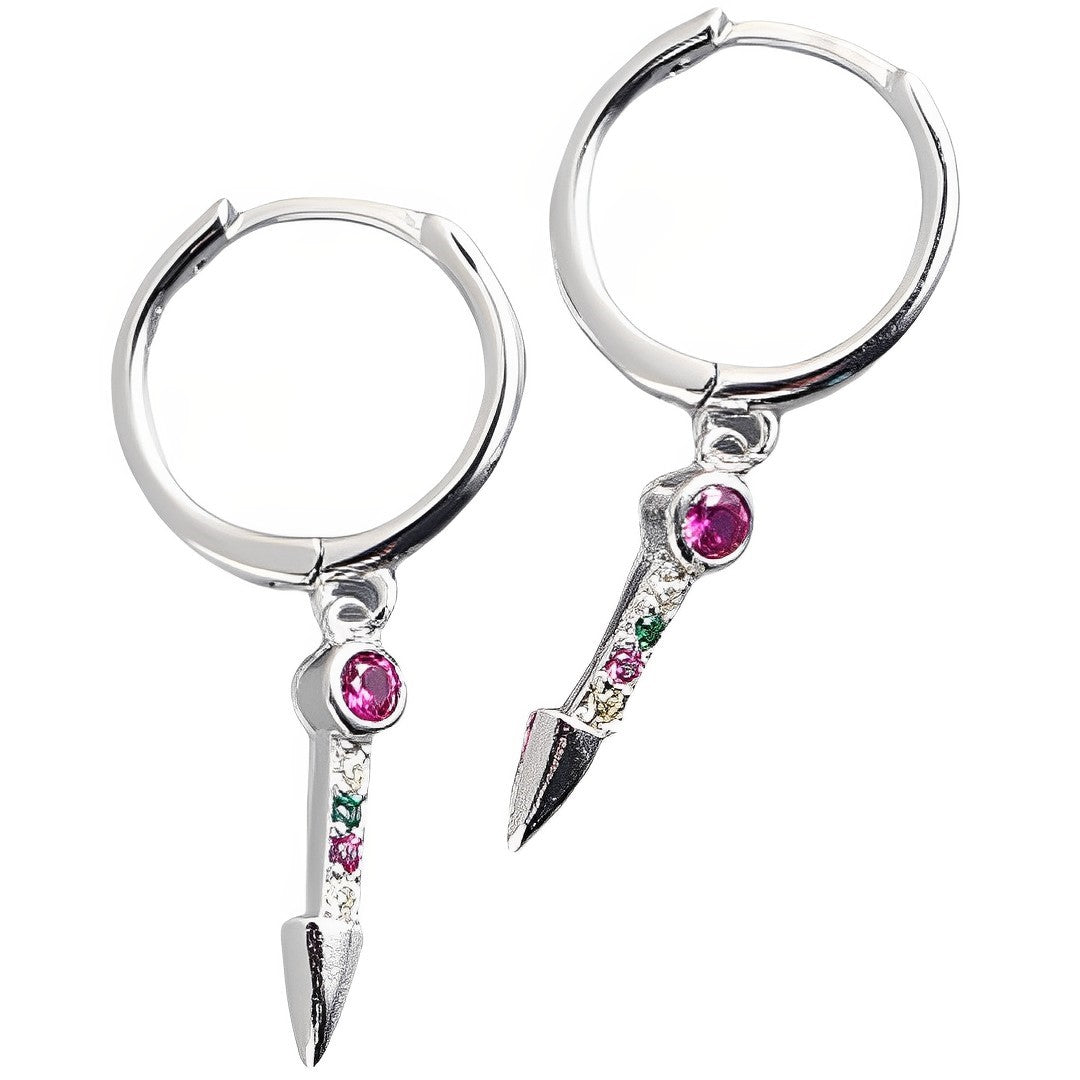 Anyco Earrings Sterling Silver Luxury Colorful Zircon Spike Ear Buckle For Women Girl Teen Chic Fashion Stylish Accessories Jewelry Gifts-Earrings-PEROZ Accessories