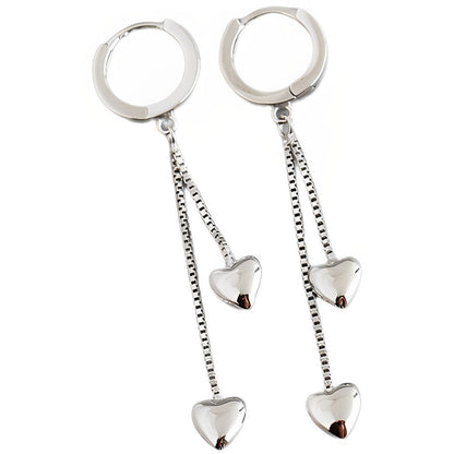 Anyco Earrings Sterling Silver Double Bohemian Romantic Tassel Love Heart Drop For Women Girl Perfect Fashion Stylish Accessories Jewelry Gifts-Earrings-PEROZ Accessories
