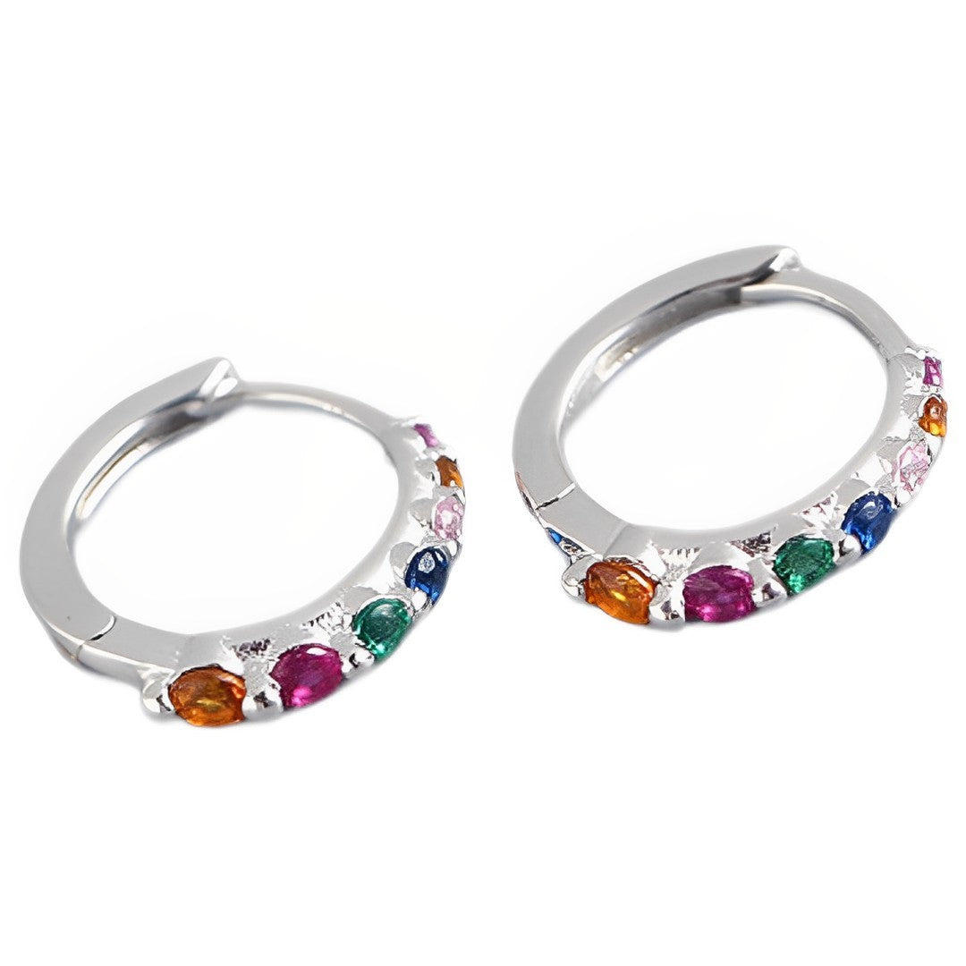 Anyco Earrings Sterling Silver Luxury Colorful Zircon Ear Chic Princess For Women Girl Teen Chic Fashion Stylish Accessories Jewelry Gifts-Earrings-PEROZ Accessories