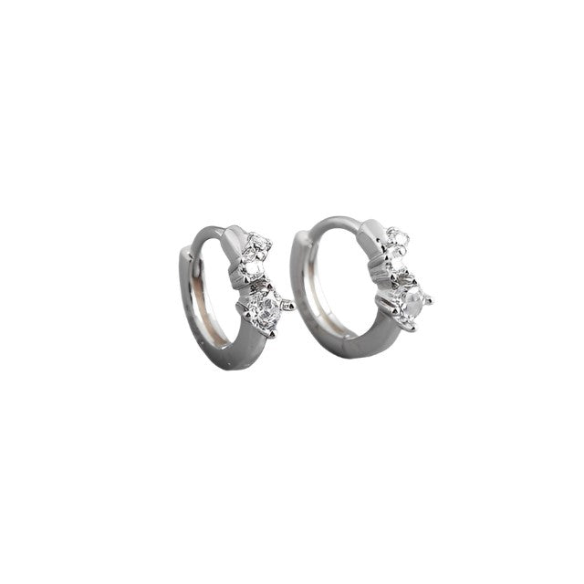 Anyco Earrings Sterling Silver Simple Pave Chic Zircon Circle Huggie Hoop For Women Girl Teen Fashion Stylish Accessories Jewelry Gifts-Earrings-PEROZ Accessories
