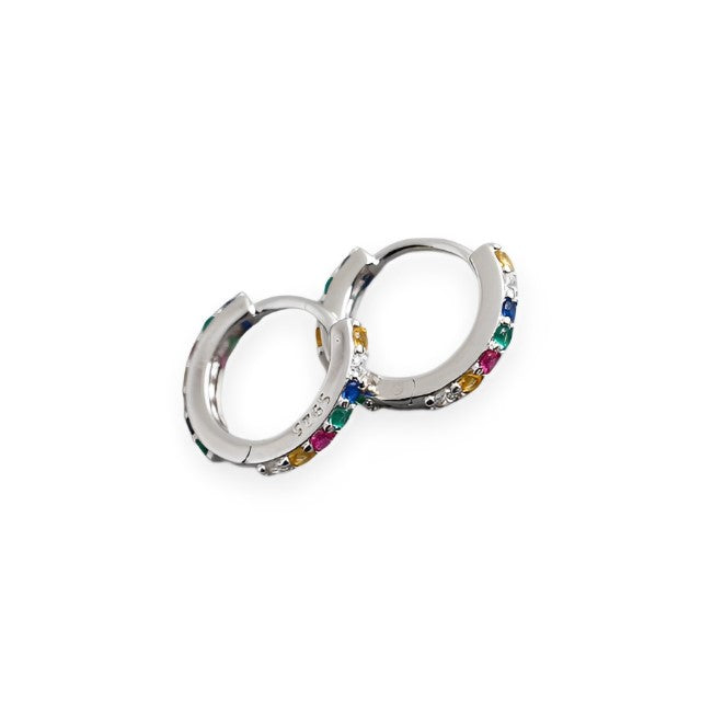 Anyco Earrings Sterling Silver Color Punk Pave CZ Simple Round 8.8MM Ear Buckle For Women Girl Teen Chic Fashion Stylish Accessories Jewelry Gifts-Earrings-PEROZ Accessories