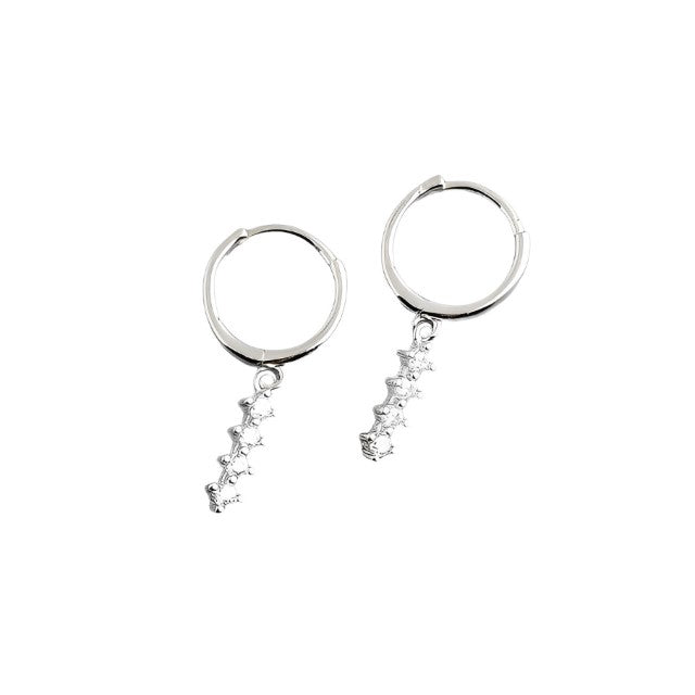 Anyco Earrings Sterling Silver Chic Charm White Colored Zircon Bar Stud For Women Girl Teen Fine Fashion Stylish Accessories Jewelry Gifts-Earrings-PEROZ Accessories