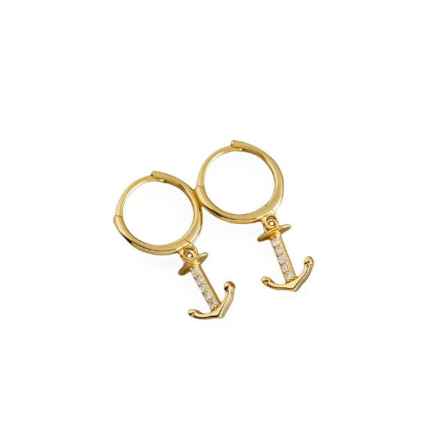 Anyco Earrings Gold Plated Minimalist Punk Anchor Ear For Women Girl Teen Chic Fashion Stylish Accessories Jewelry Gifts-Earrings-PEROZ Accessories