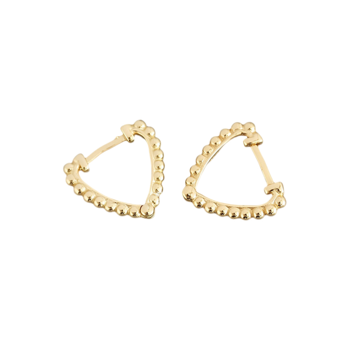 Anyco Earrings Gold Plated Minimalist Beads Triangle Ear Buckle For Women Girl Teen Fine Fashion Stylish Accessories Jewelry Gifts-Earrings-PEROZ Accessories