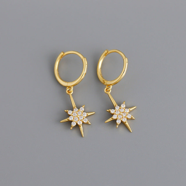 Anyco Earrings Gold Plated Luxury Crystal Zircon Shining Light Star Stud For Women Girl Teen Chic Fashion Stylish Accessories Jewelry Gifts-Earrings-PEROZ Accessories