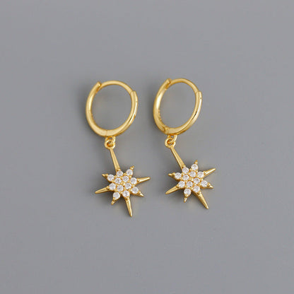 Anyco Earrings Gold Plated Luxury Crystal Zircon Shining Light Star Stud For Women Girl Teen Chic Fashion Stylish Accessories Jewelry Gifts-Earrings-PEROZ Accessories
