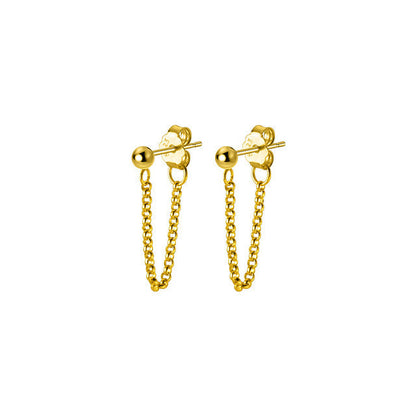Anyco Fashion Earrings Gold 925 Sterling Silver Gothic Cuban Link Chain Hanging Stud for Women Piercing Jewelry-Earrings-PEROZ Accessories