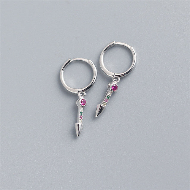 Anyco Earrings Sterling Silver Luxury Colorful Zircon Spike Ear Buckle For Women Girl Teen Chic Fashion Stylish Accessories Jewelry Gifts-Earrings-PEROZ Accessories