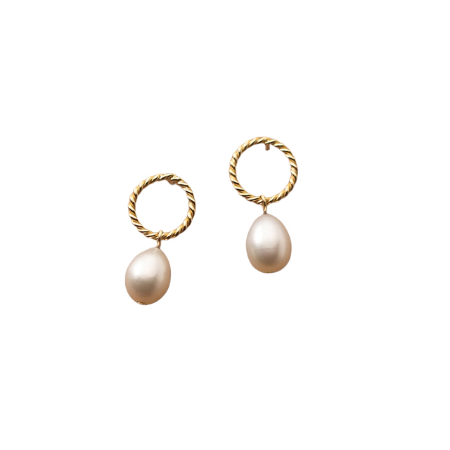 Anyco Fashion Earrings Gold 925 Sterling Silver Hoop Twist Hanging Natural Baroque Pearl Drop for Women Classic Charms Party Jewelry-Earrings-PEROZ Accessories