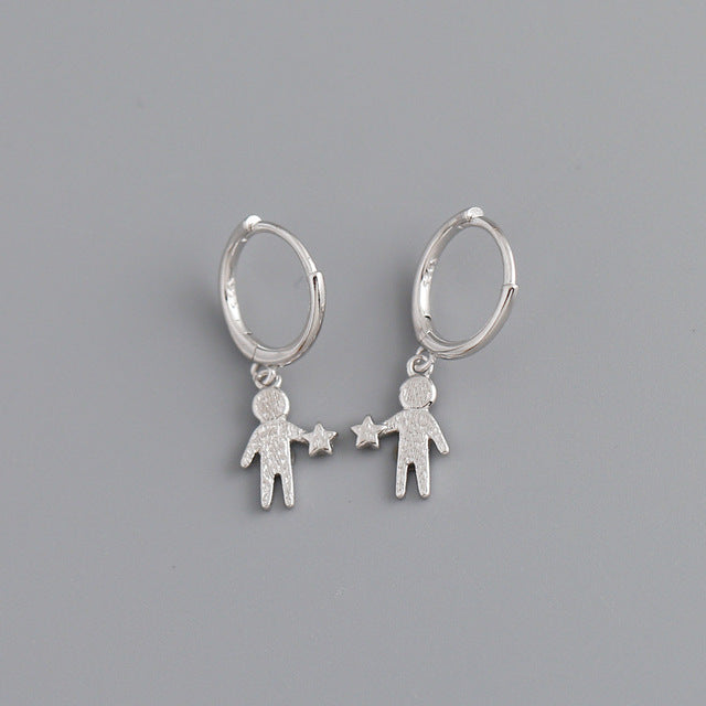 Anyco Earrings Sterling Silver Minimalist Creative New Statue Portrait Star Buckle For Women Girl Fashion Stylish Rock Accessories Jewelry Gifts-Earrings-PEROZ Accessories