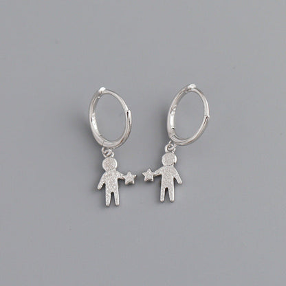 Anyco Earrings Sterling Silver Minimalist Creative New Statue Portrait Star Buckle For Women Girl Fashion Stylish Rock Accessories Jewelry Gifts-Earrings-PEROZ Accessories