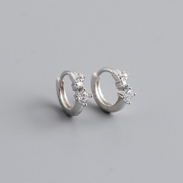 Anyco Earrings Sterling Silver Simple Pave Chic Zircon Circle Huggie Hoop For Women Girl Teen Fashion Stylish Accessories Jewelry Gifts-Earrings-PEROZ Accessories