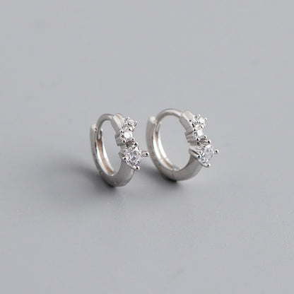 Anyco Earrings Sterling Silver Simple Pave Chic Zircon Circle Huggie Hoop For Women Girl Teen Fashion Stylish Accessories Jewelry Gifts-Earrings-PEROZ Accessories