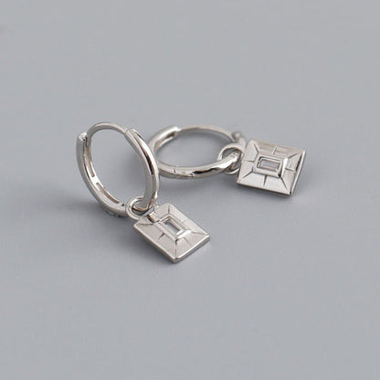 Anyco Earrings Sterling Silver Luxury Square French Eye Gold Charm Pendant Drop For Women Teen Fashion Stylish Accessories Jewelry Gifts-Earrings-PEROZ Accessories