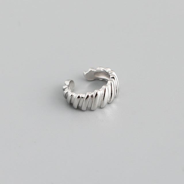 Anyco Earrings Punk Rock Goth Ear Clip Minimalism Sterling Silver For Women Men Jewelry Gift-Earrings-PEROZ Accessories