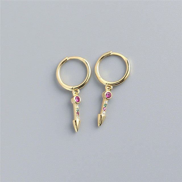 Anyco Earrings Gold Plated Luxury Colorful Zircon Spike Ear Buckle For Women Girl Teen Chic Fashion Stylish Accessories Jewelry Gifts-Earrings-PEROZ Accessories