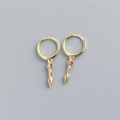 Anyco Earrings Gold Plated Luxury Colorful Zircon Spike Ear Buckle For Women Girl Teen Chic Fashion Stylish Accessories Jewelry Gifts-Earrings-PEROZ Accessories
