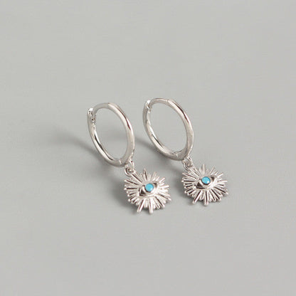 Anyco Earrings Sterling Silver Geometric Blue Zircon Cute Eye Stud For Women Girl Teen Perfect Elegant Fashion Stylish Accessories Jewelry Gifts-Earrings-PEROZ Accessories