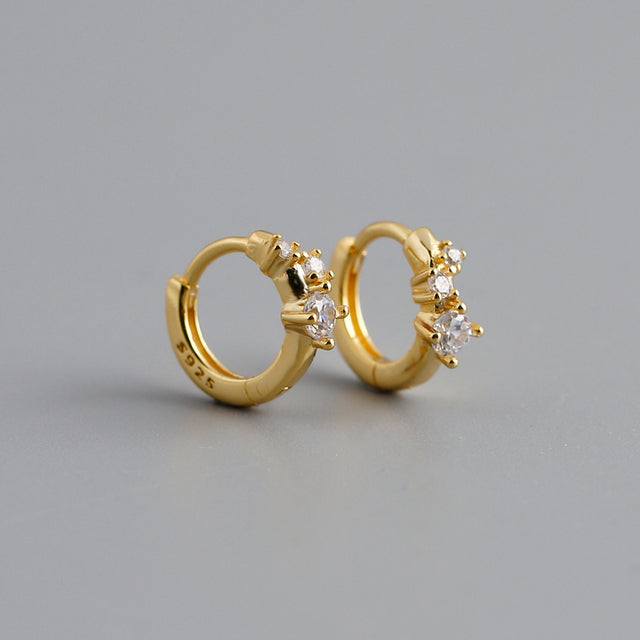 Anyco Earrings Gold Plated Simple Pave Chic Zircon Circle Huggie Hoop For Women Girl Teen Fashion Stylish Accessories Jewelry Gifts-Earrings-PEROZ Accessories