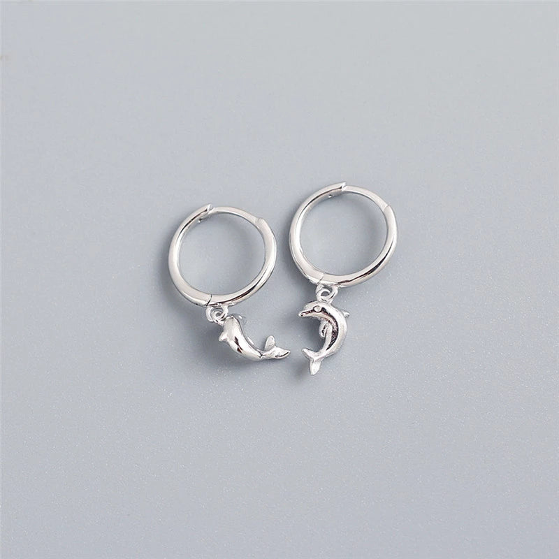Anyco Earrings Sterling Silver Cute Romantic Dolphin Love Ball Animal Stud For Women Girl Teen Chic Fashion Stylish Accessories Jewelry Gifts-Earrings-PEROZ Accessories