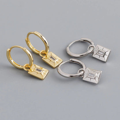 Anyco Earrings Gold Plated Luxury Square French Eye Gold Charm Pendant Drop For Women Teen Fashion Stylish Accessories Jewelry Gifts-Earrings-PEROZ Accessories