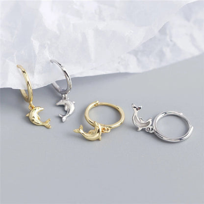 Anyco Earrings Gold Plated Cute Romantic Dolphin Love Ball Animal Stud For Women Girl Teen Chic Fashion Stylish Accessories Jewelry Gifts-Earrings-PEROZ Accessories