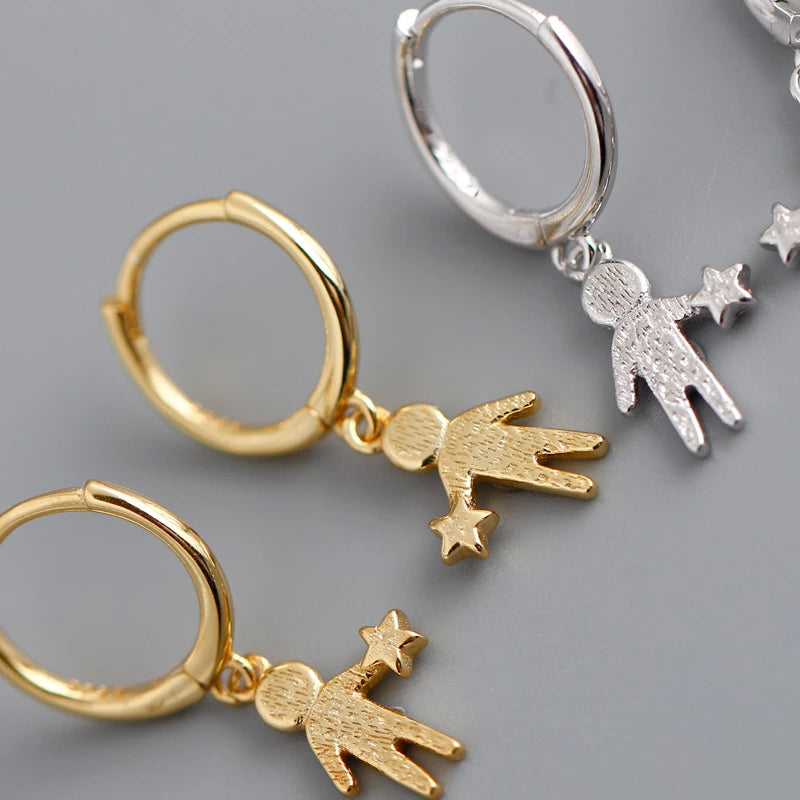 Anyco Earrings Sterling Silver Minimalist Creative New Statue Portrait Star Buckle For Women Girl Fashion Stylish Rock Accessories Jewelry Gifts-Earrings-PEROZ Accessories