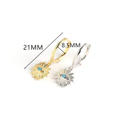 Anyco Earrings Sterling Silver Geometric Blue Zircon Cute Eye Stud For Women Girl Teen Perfect Elegant Fashion Stylish Accessories Jewelry Gifts-Earrings-PEROZ Accessories