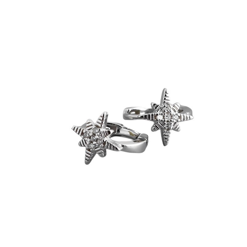 Anyco Earrings Sterling Silver Statement Gold Ray Star Huggies Simple Piercing Hoop For Women Girl Teen Fashion Stylish Accessories Jewelry Gifts-Earrings-PEROZ Accessories