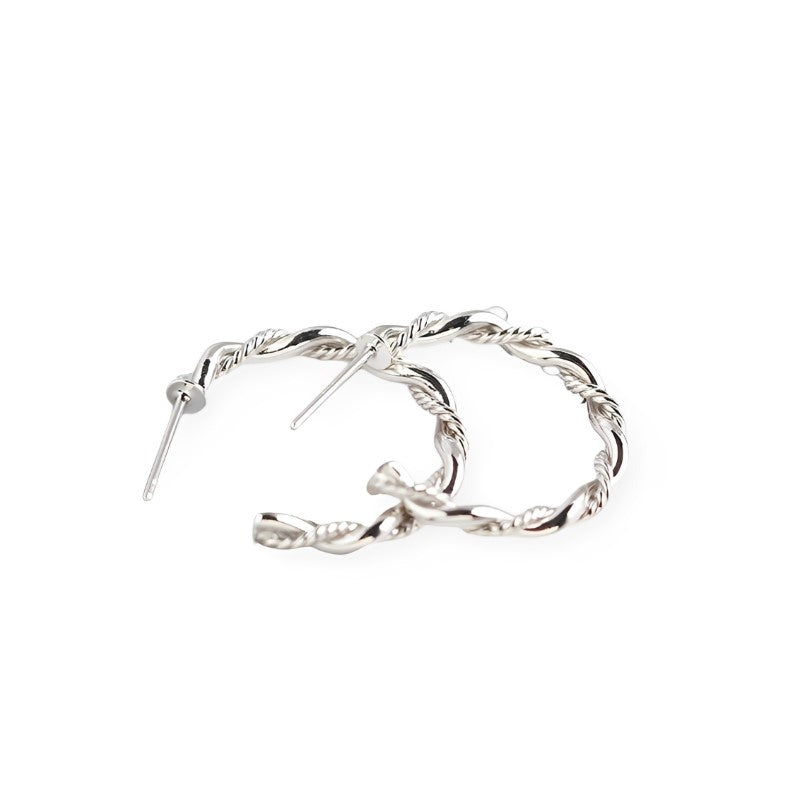 Anyco Earrings Sterling Silver Bohemian Minimalist Endless Circle Twist Stud For Women Girl Teen Fashion Stylish Accessories Jewelry Gifts-Earrings-PEROZ Accessories