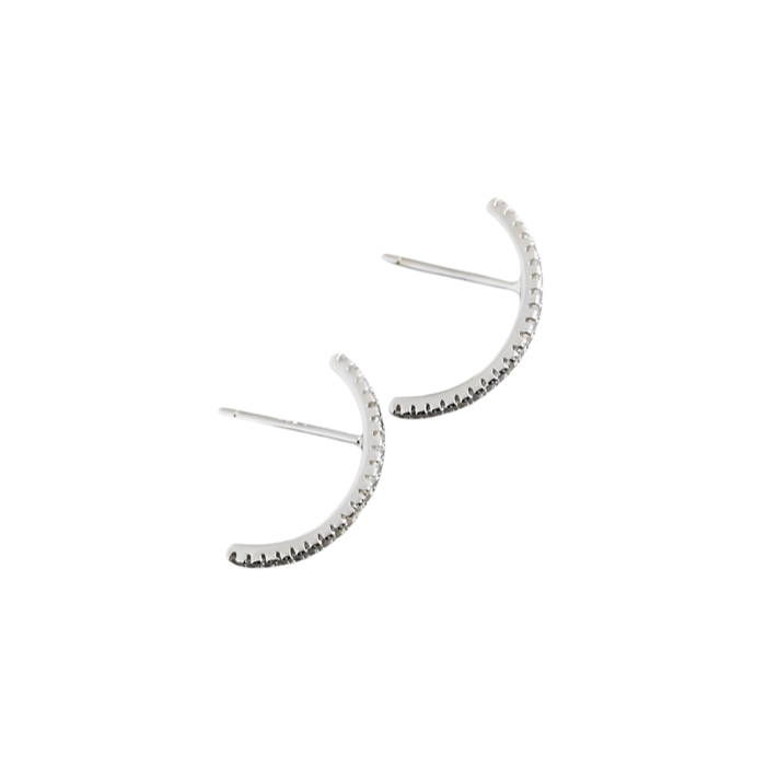 Anyco Earrings Sterling Silver Chic Line Zircon Curved Stud For Women Girl Teen Fashion Stylish Accessories Jewelry Gifts-Earrings-PEROZ Accessories