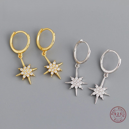 Anyco Earrings Gold Plated Luxury Crystal Zircon Shining Light Star Stud For Women Girl Teen Chic Fashion Stylish Accessories Jewelry Gifts-Earrings-PEROZ Accessories