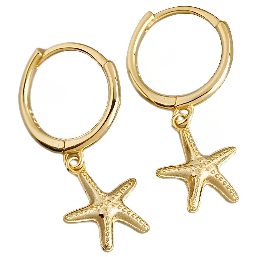 Anyco Earrings Gold Plated Simple Bohemian Summer Beach Ocean Starfish Stud For Women Girl Teen Chic Fashion Stylish Accessories Jewelry Gifts-Earrings-PEROZ Accessories