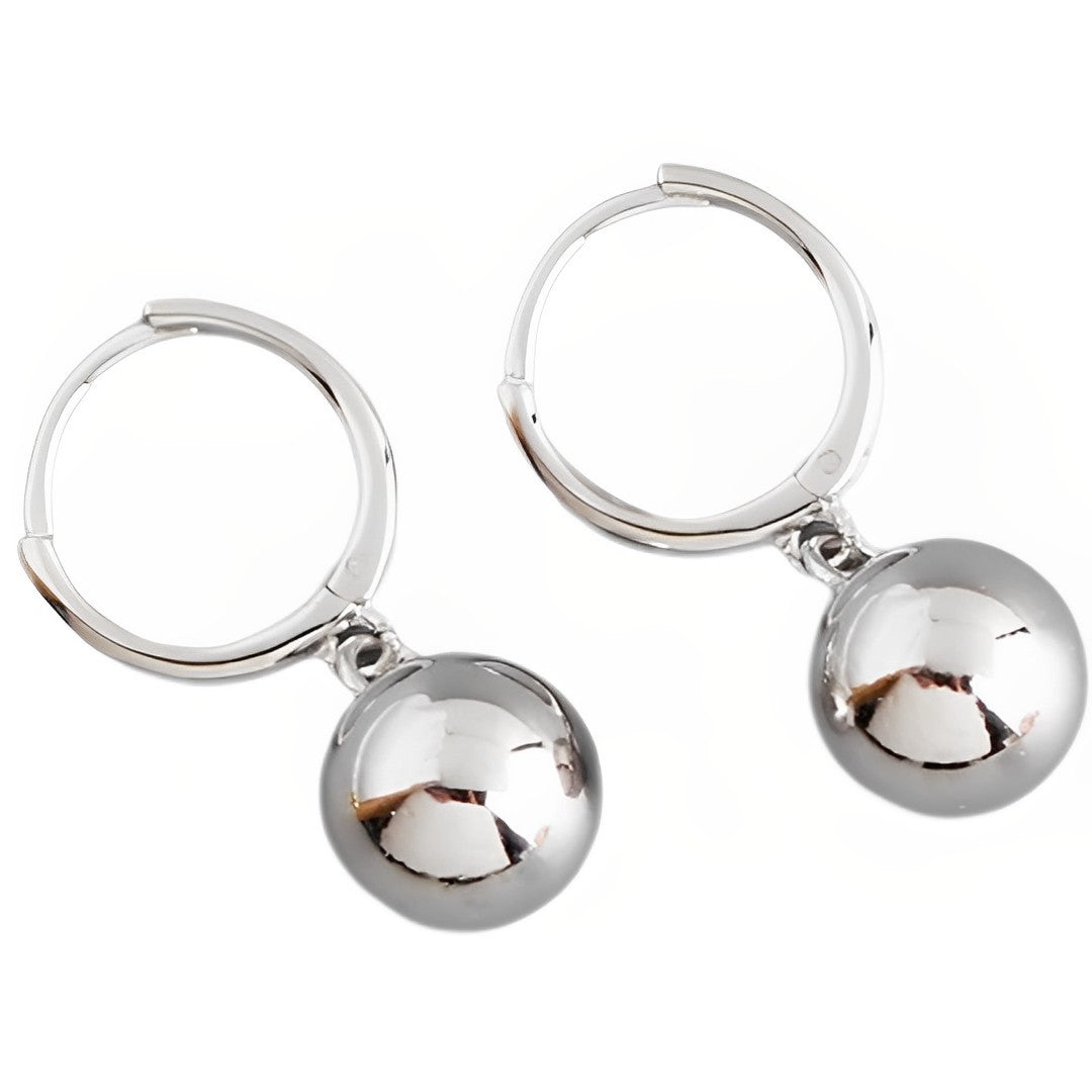 Anyco Earrings Sterling Silver Minimalist 8mm Round Bead Pendant Stud For Women Girl Teen Chic Fashion Stylish Accessories Jewelry Gifts-Earrings-PEROZ Accessories