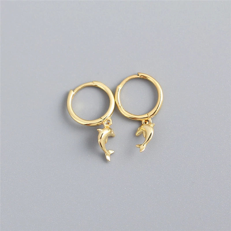 Anyco Earrings Gold Plated Cute Romantic Dolphin Love Ball Animal Stud For Women Girl Teen Chic Fashion Stylish Accessories Jewelry Gifts-Earrings-PEROZ Accessories