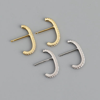 Anyco Earrings Sterling Silver Minimalist Bar French Exquisite Zircon Stud For Women Girl Fashion Stylish Rock Punk Accessories Jewelry Gifts-Earrings-PEROZ Accessories
