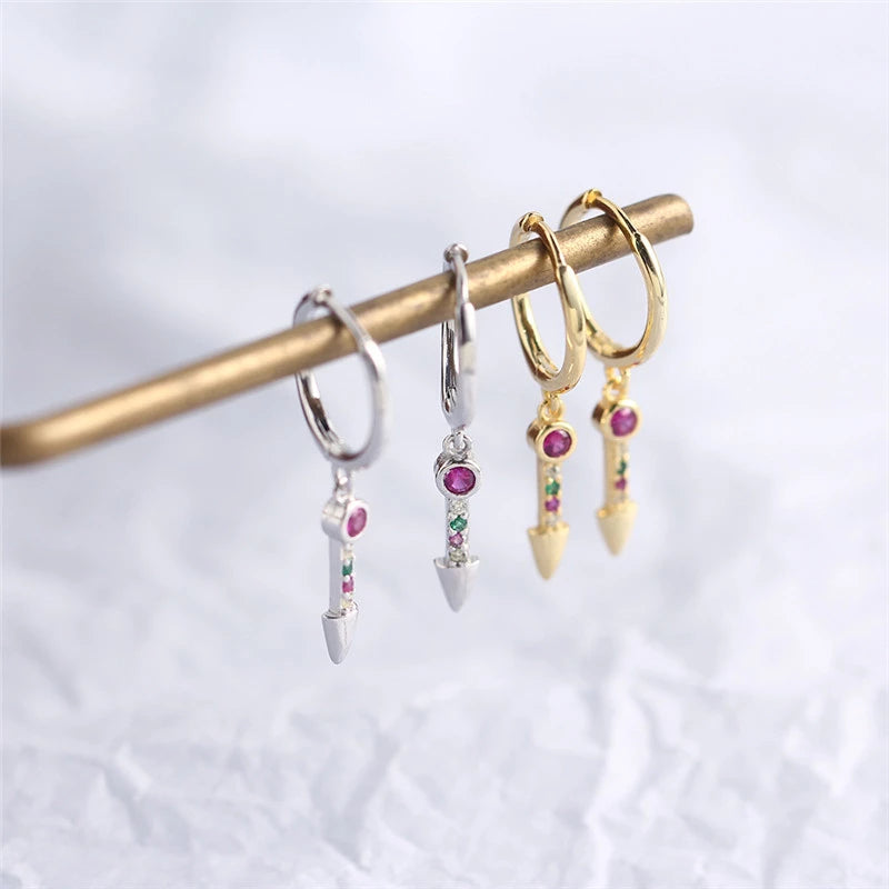 Anyco Earrings Gold Plated Luxury Colorful Zircon Spike Ear Buckle For Women Girl Teen Chic Fashion Stylish Accessories Jewelry Gifts-Earrings-PEROZ Accessories
