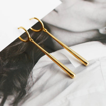 Anyco Earrings Gold Plated Minimalist Long Water Drop Fringe Rock Bohemian For Women Girl Fashion Stylish Rock Punk Accessories Jewelry Gifts-Earrings-PEROZ Accessories