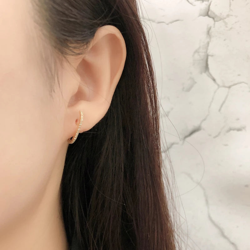 Anyco Earrings Sterling Silver Minimalist Bar French Exquisite Zircon Stud For Women Girl Fashion Stylish Rock Punk Accessories Jewelry Gifts-Earrings-PEROZ Accessories